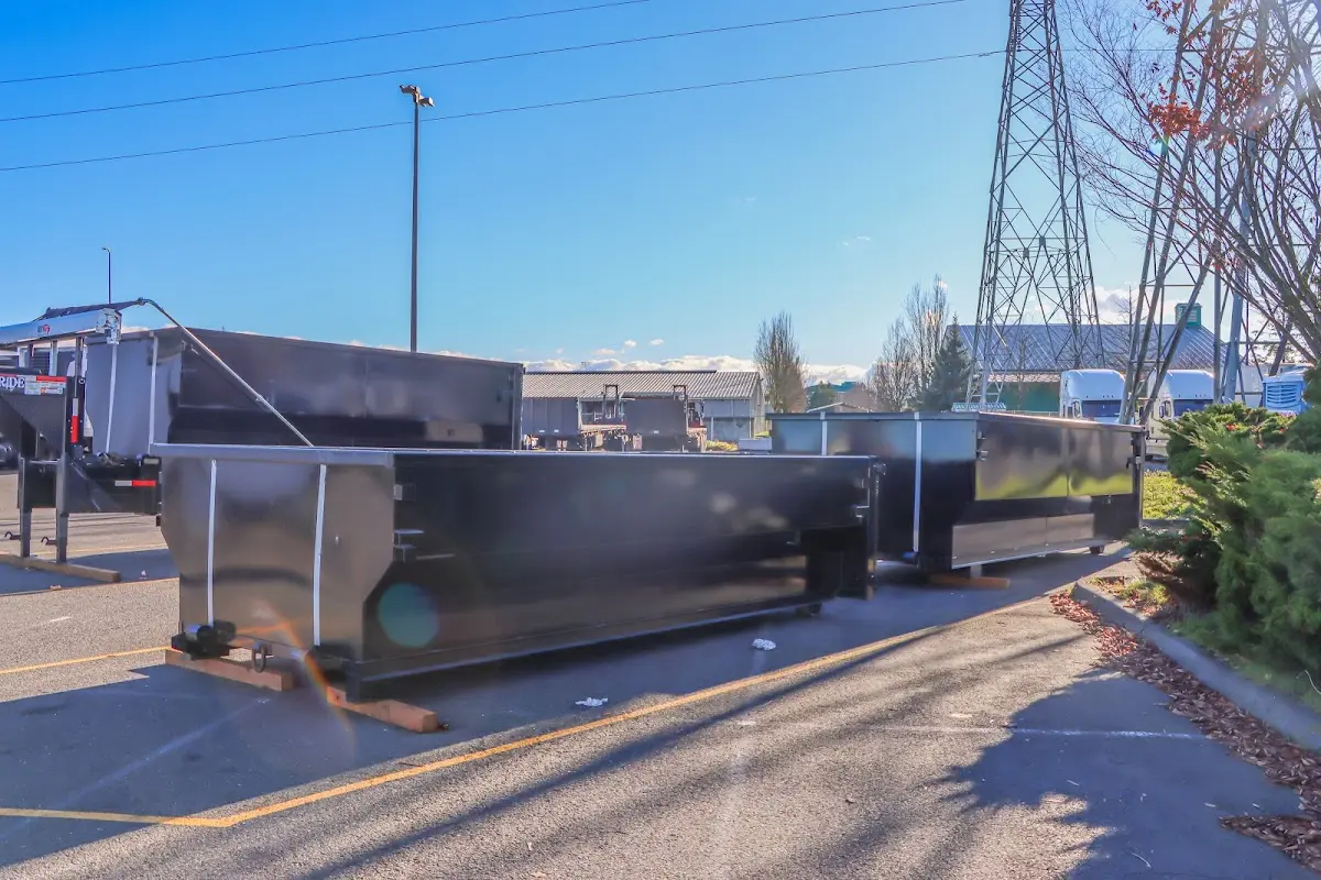 Roll-off dumpster ready for waste disposal at job site for 2 Yard Dumpster Rental in Waseca